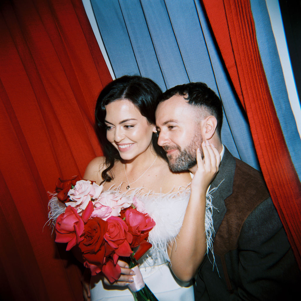 Candid moment from a sure thing chapel elopement filled with laughter and emotion.
