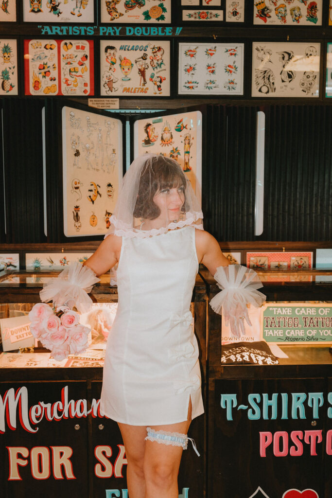 Couple sharing an intimate moment during their Sure Thing Too elopement in Las Vegas.
