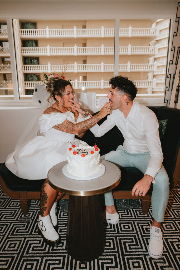 Film inspired wedding photo capturing the couple during their Las Vegas adventure.
