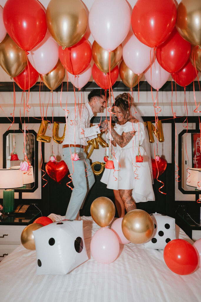 Film inspired wedding photo capturing the couple during their Las Vegas adventure.
