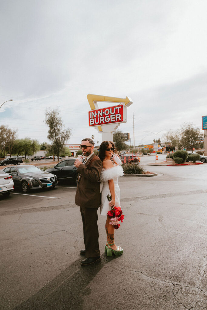 couple posing for their DTLV wedding photos
