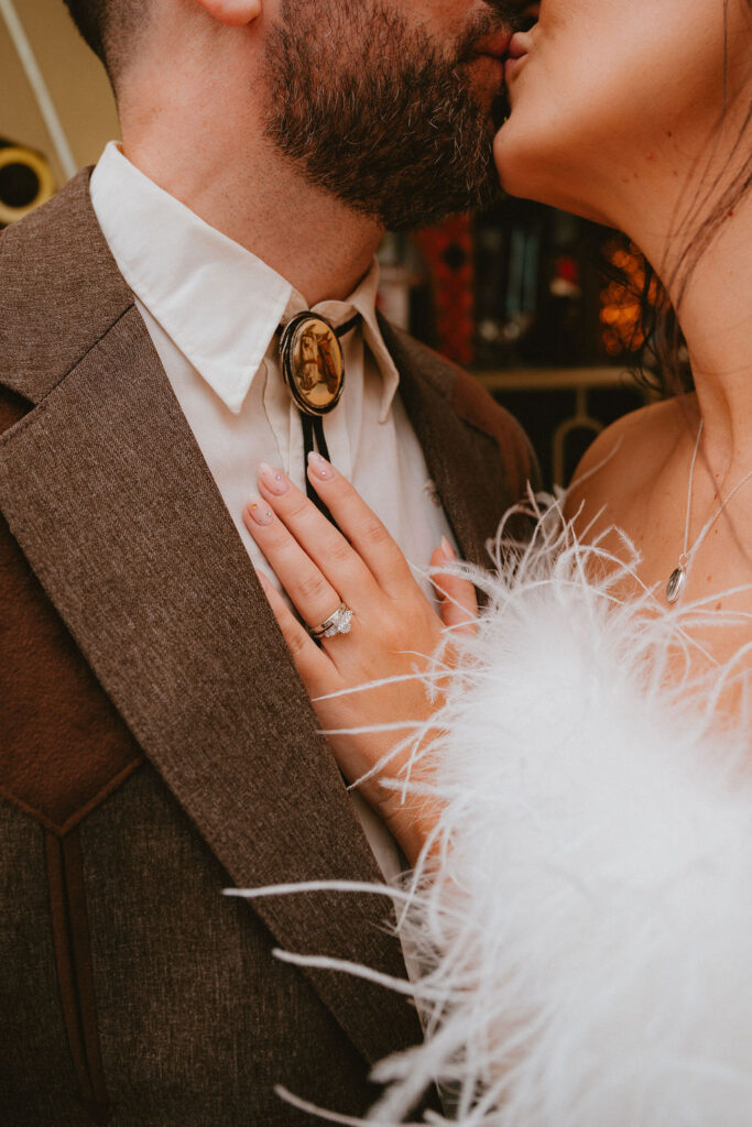 couple posing for their DTLV wedding photos
