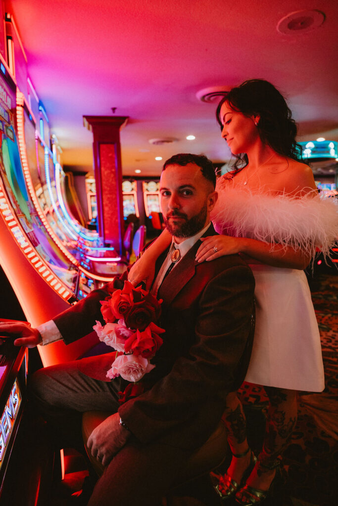 couple posing for their DTLV wedding photos
