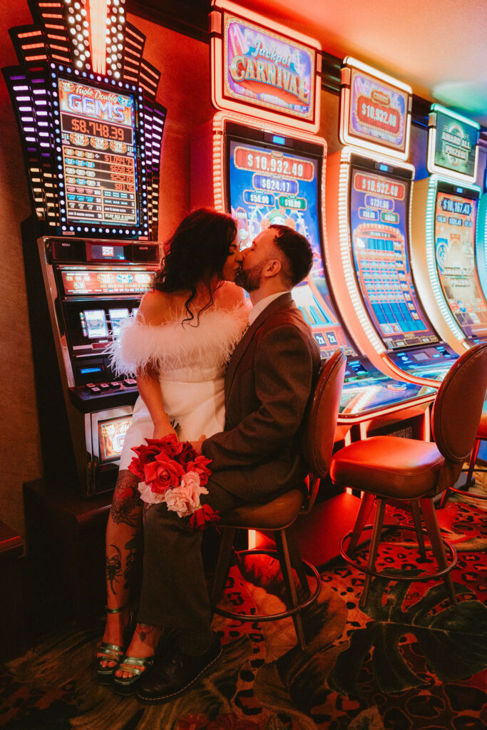 couple posing for their DTLV wedding photos
