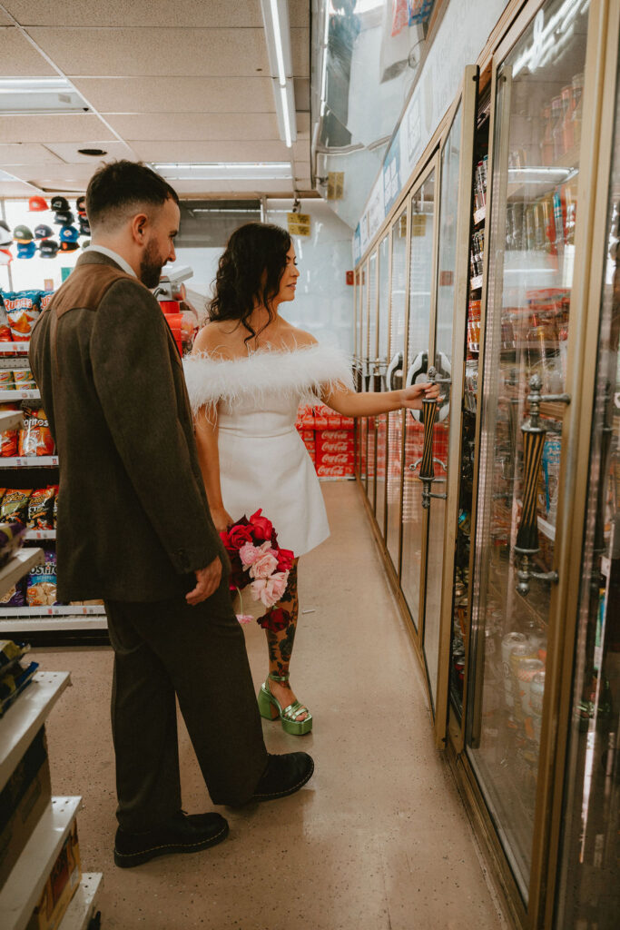 couple posing for their DTLV wedding photos
