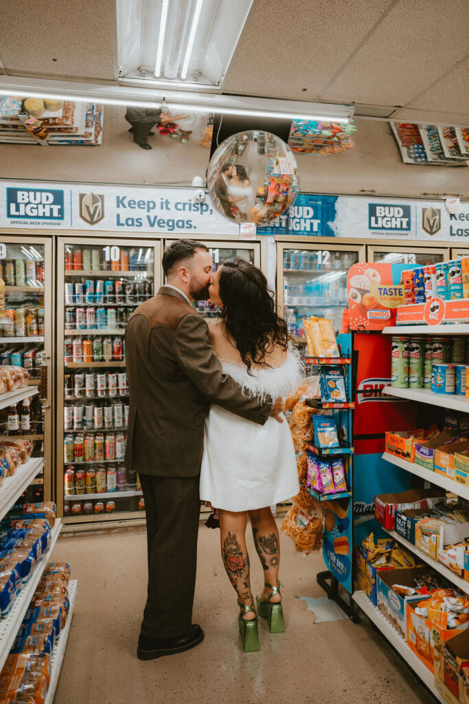 Candid moment from a sure thing chapel elopement filled with laughter and emotion.
