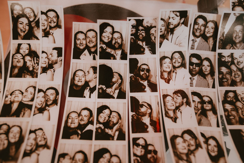 Stylish couple photographed during their wedding.
