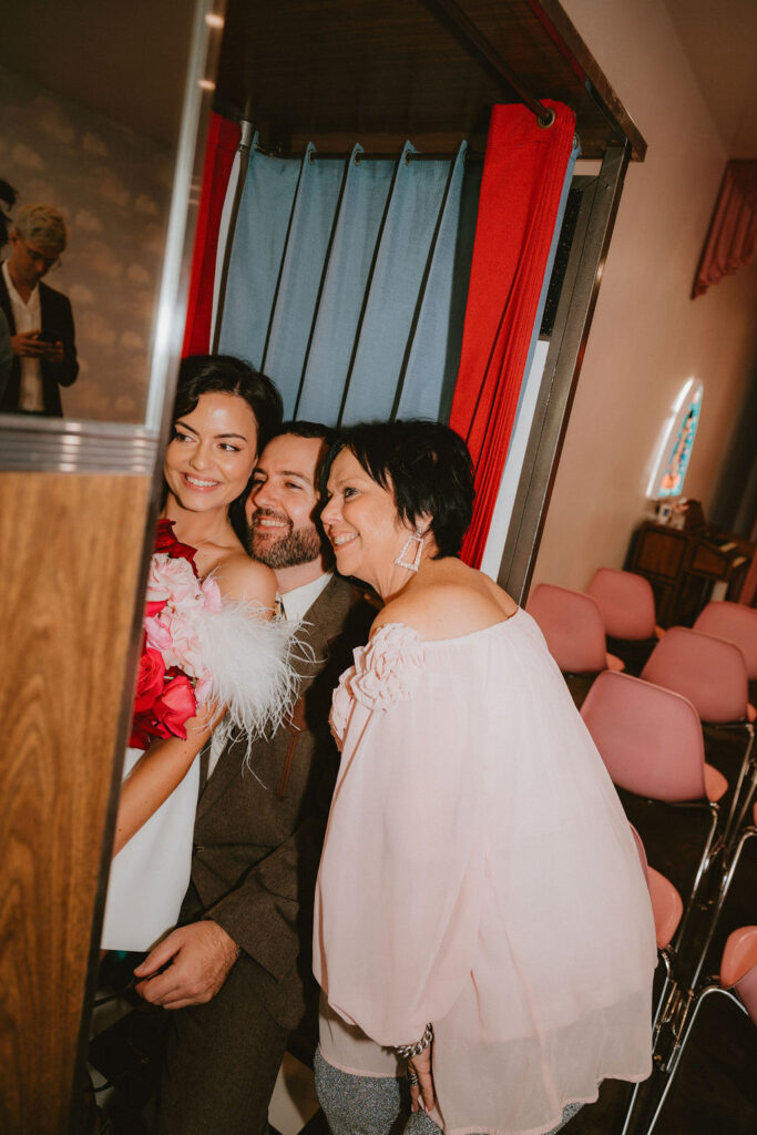 Stylish couple photographed during their wedding.
