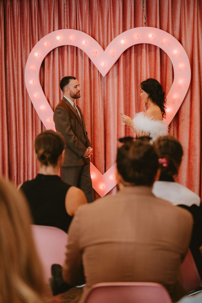 Film inspired wedding photo capturing a fun celebration.
