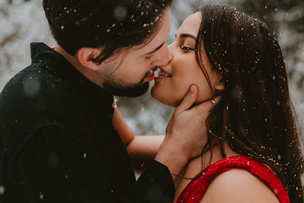 Adventurous Oregon Coast engagement session with the couple embracing the elements.