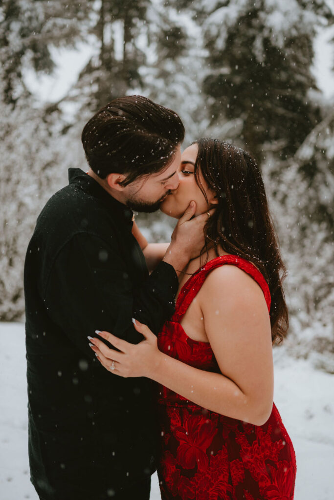 Adventurous Oregon Coast engagement session with the couple embracing the elements.