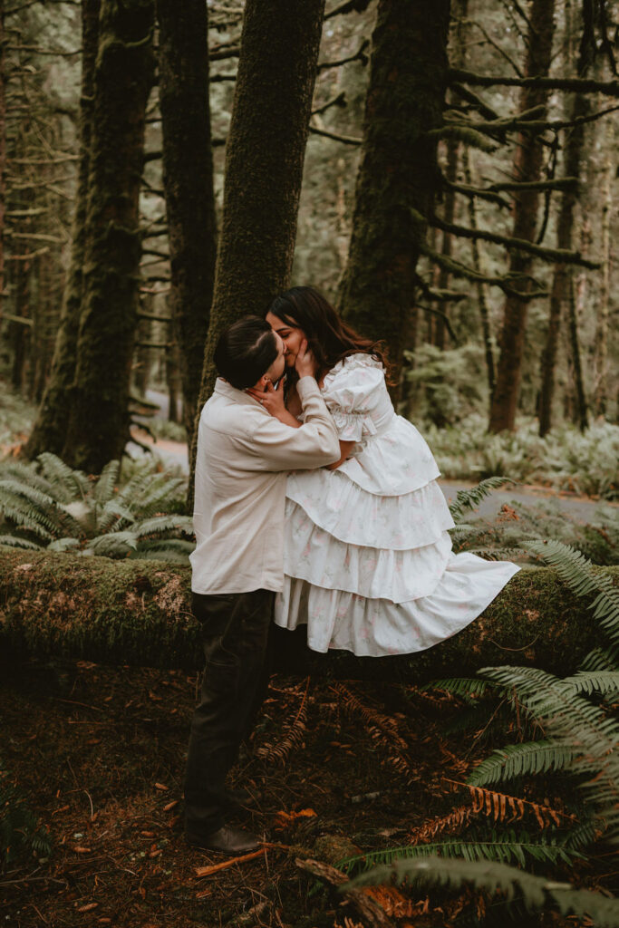 Candid Oregon Coast engagement session featuring natural light and coastal landscapes.