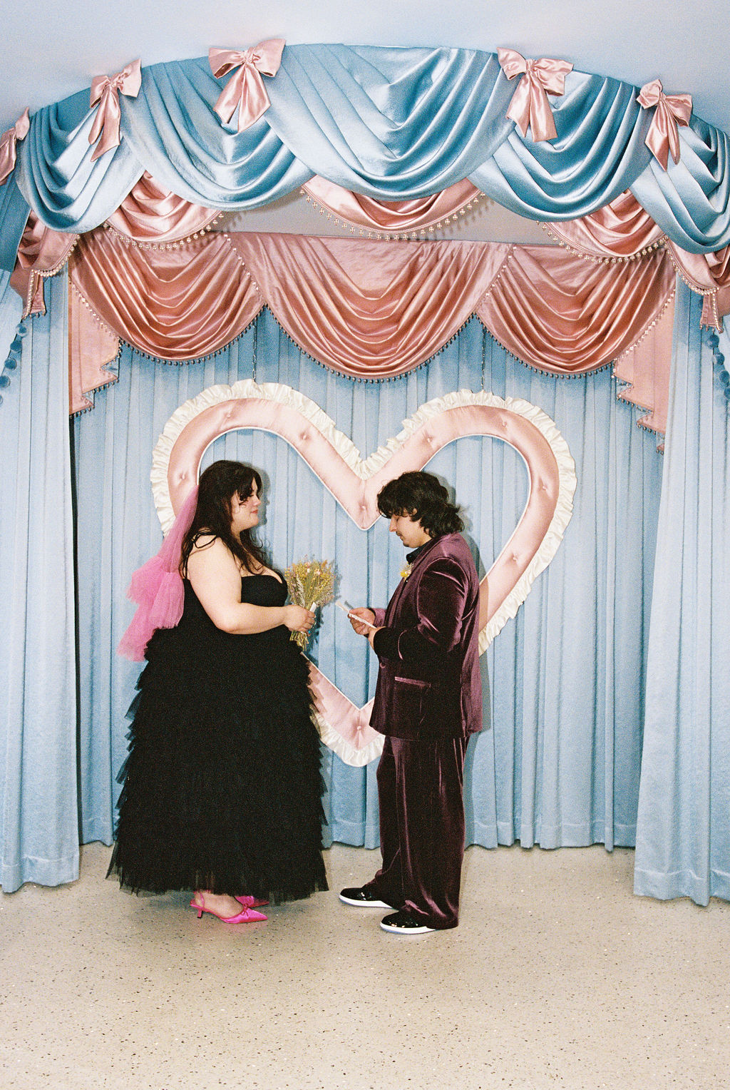 Bride and groom say vows at Sure Thing Too elopement ceremony