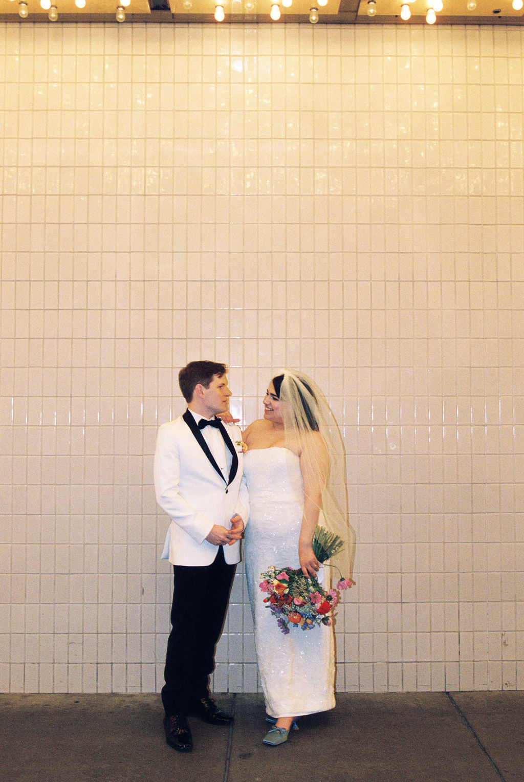 Film photo of couple at their downtown Las Vegas elopement