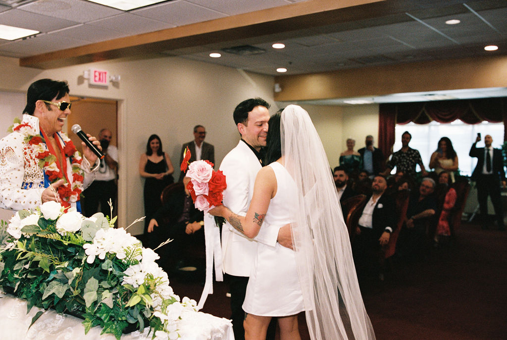Bride and groom at their Las Vegas wedding ceremony