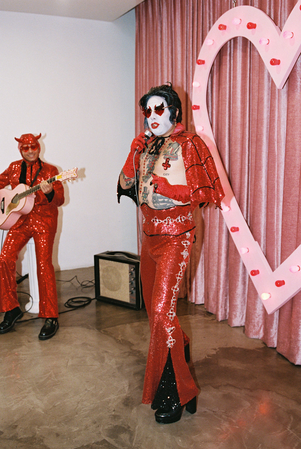 Hellvis performs at a wedding at Sure Thing Chapel