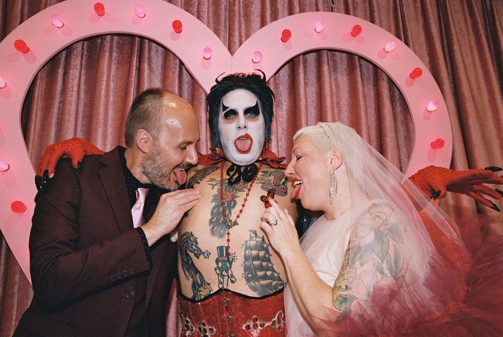 Bride and groom at their Hellvis wedding