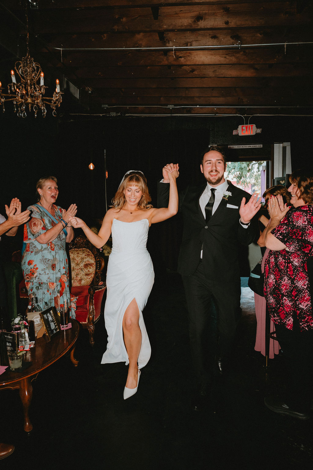 Couple makes entrance into their Velveteen Rabbit wedding