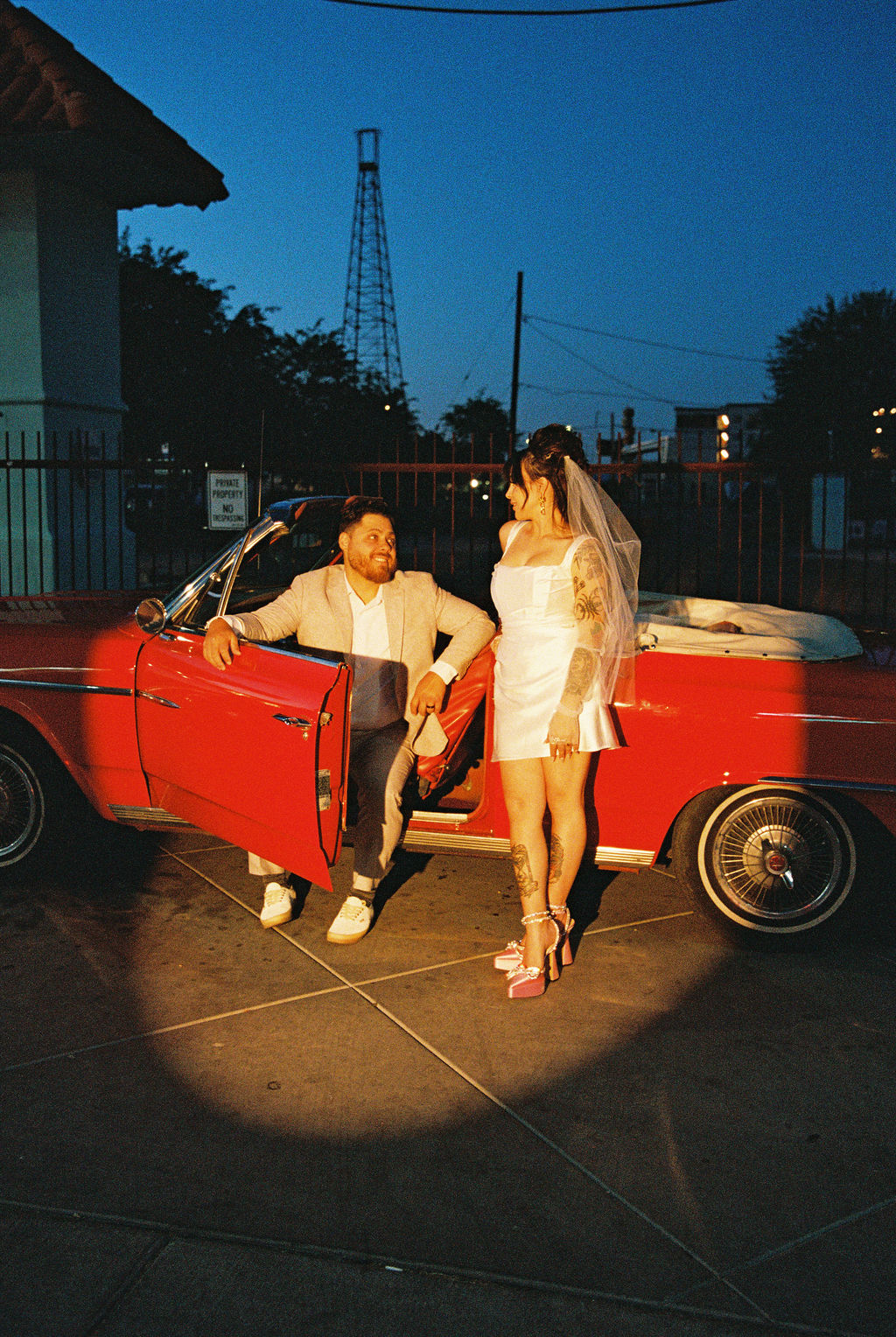 Couple being captured on Super 8 wedding film