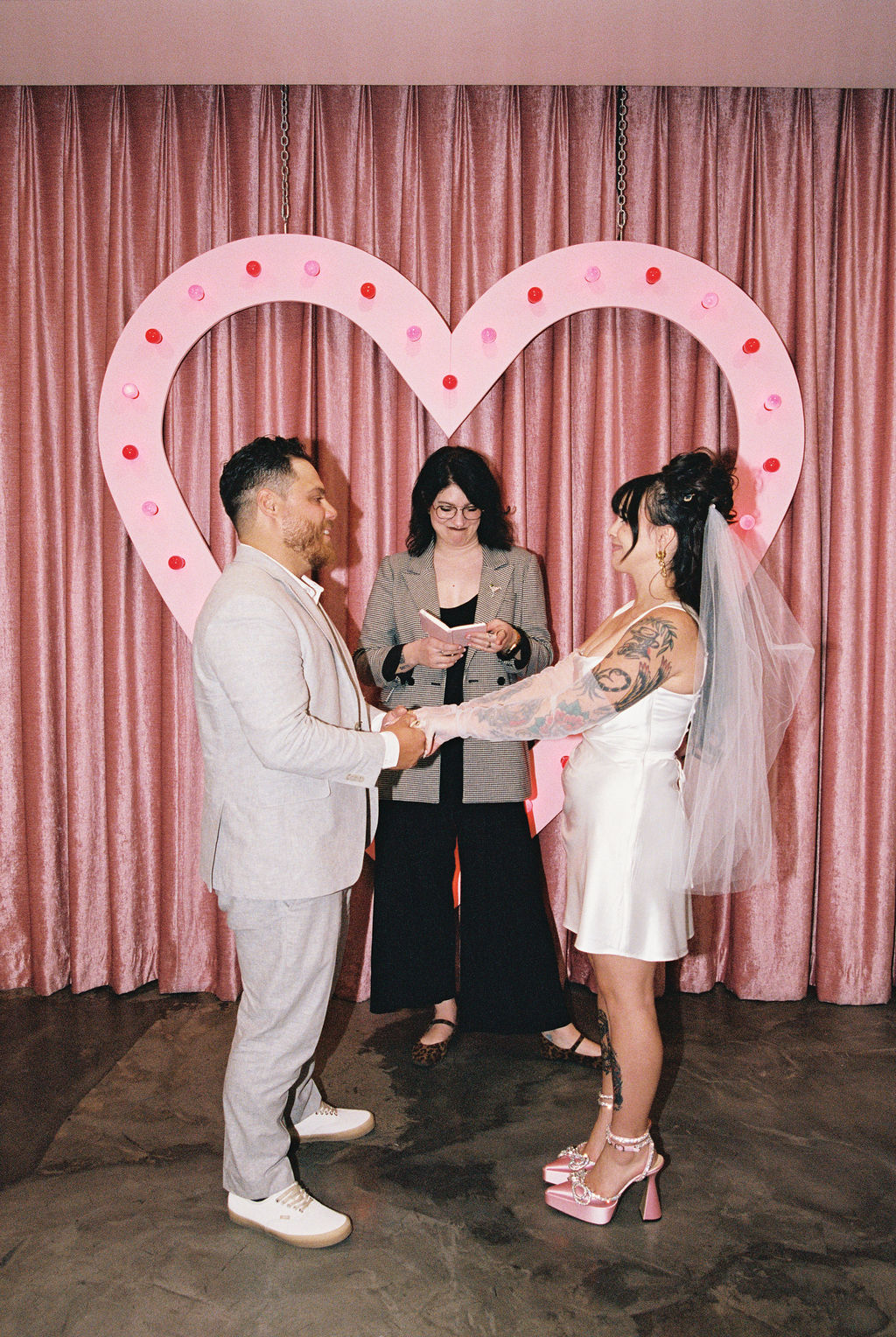 Bride and groom say their vows on Super 8 wedding film