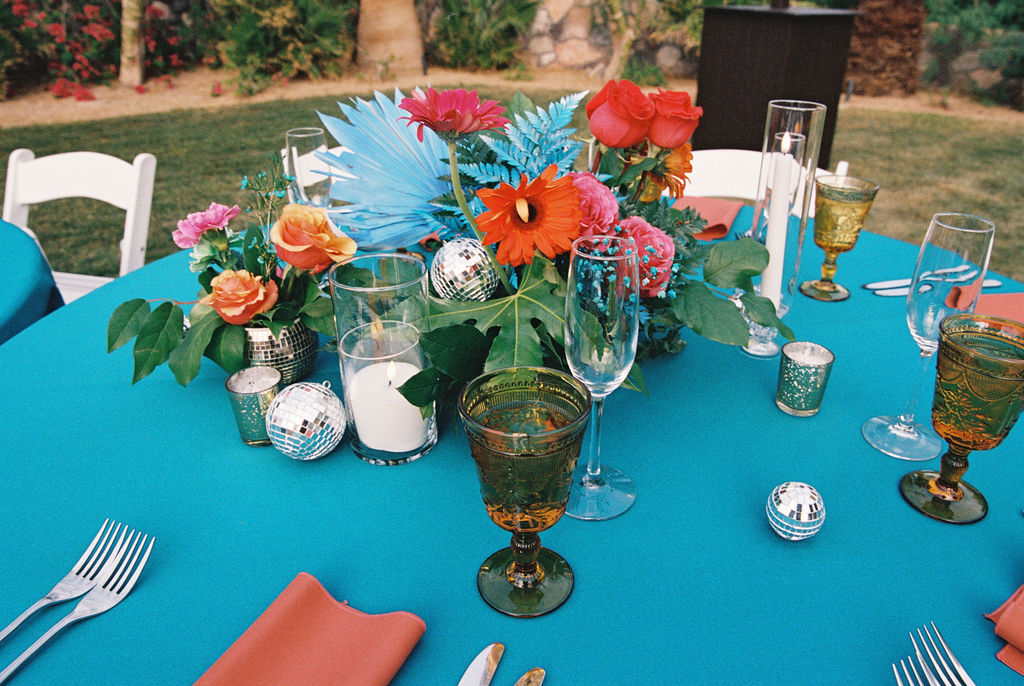 Reception table at the Oasis at Death Valley wedding reception
