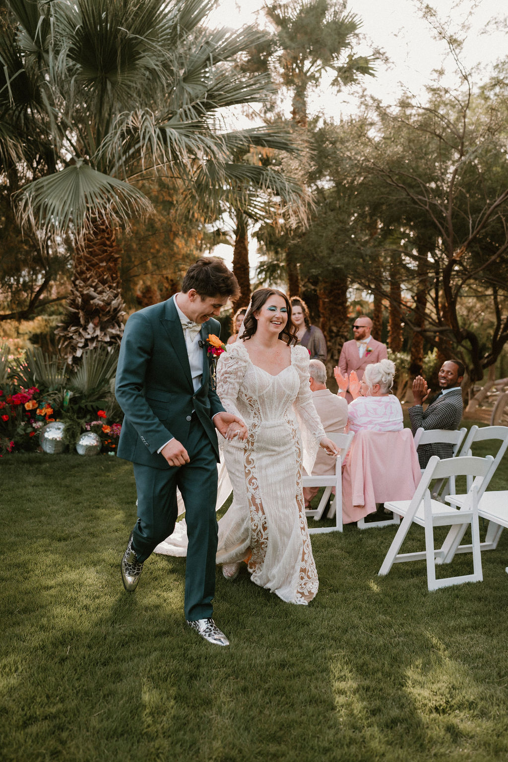 Bride and groom at their Oasis at Death Valley wedding ceremony