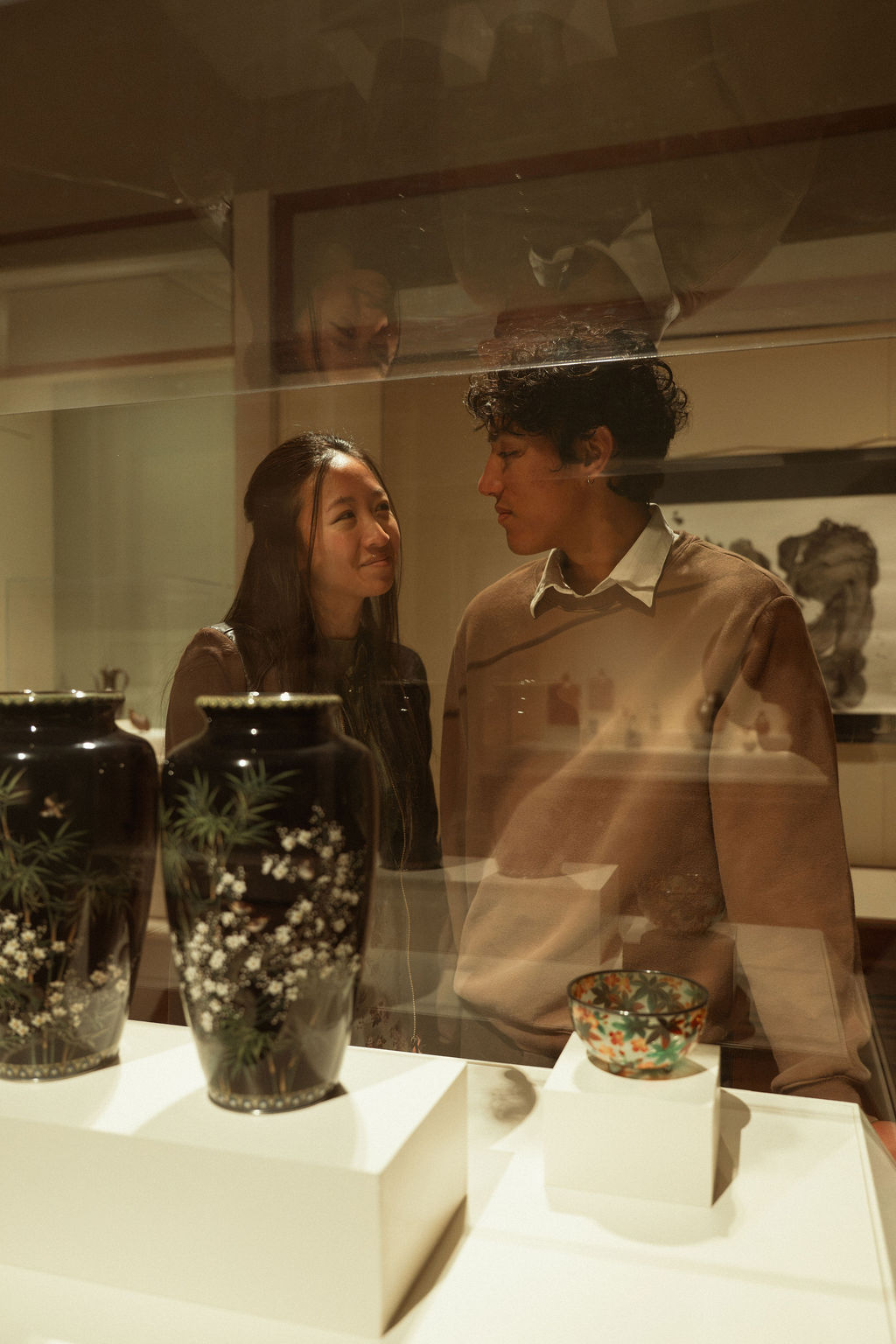 Couple at their Portland Art Museum engagement photos